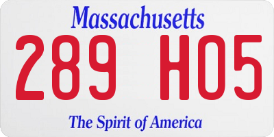 MA license plate 289HO5
