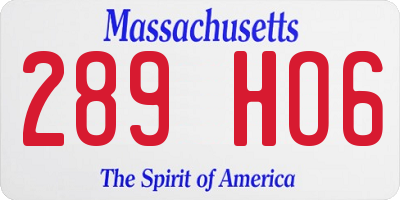 MA license plate 289HO6