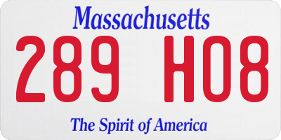 MA license plate 289HO8