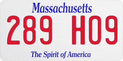 MA license plate 289HO9