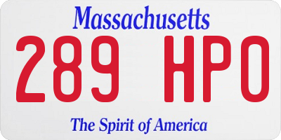 MA license plate 289HP0