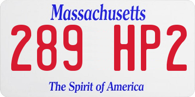 MA license plate 289HP2