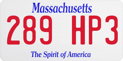 MA license plate 289HP3