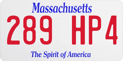 MA license plate 289HP4