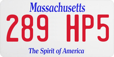 MA license plate 289HP5