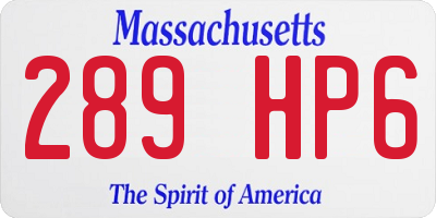 MA license plate 289HP6