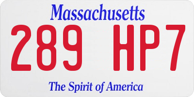 MA license plate 289HP7