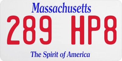 MA license plate 289HP8