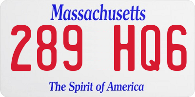 MA license plate 289HQ6