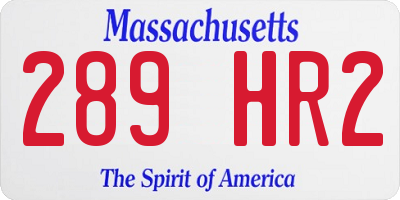 MA license plate 289HR2