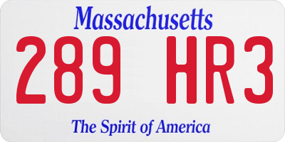 MA license plate 289HR3