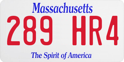 MA license plate 289HR4
