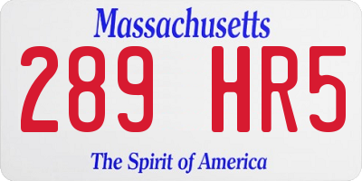 MA license plate 289HR5
