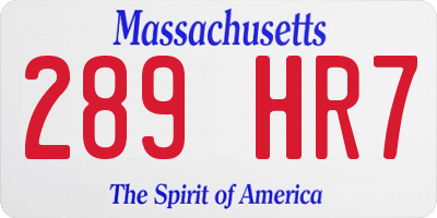 MA license plate 289HR7