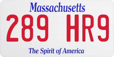 MA license plate 289HR9