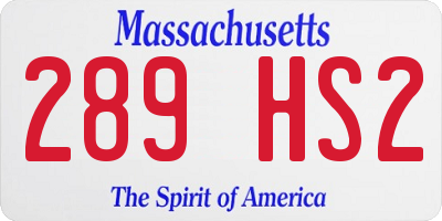 MA license plate 289HS2