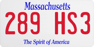 MA license plate 289HS3