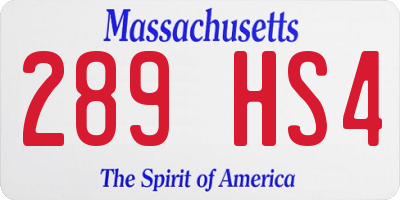 MA license plate 289HS4