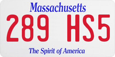 MA license plate 289HS5