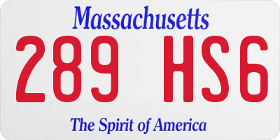 MA license plate 289HS6