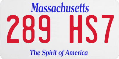MA license plate 289HS7