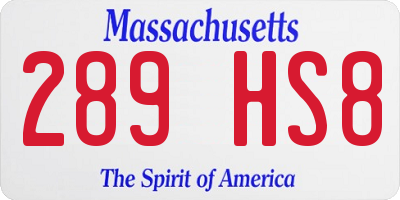MA license plate 289HS8