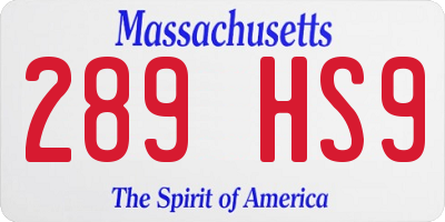 MA license plate 289HS9
