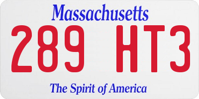 MA license plate 289HT3