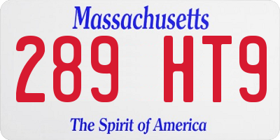 MA license plate 289HT9