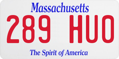 MA license plate 289HU0