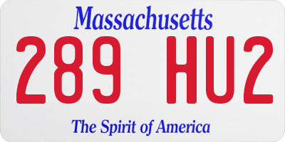 MA license plate 289HU2