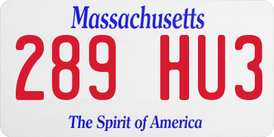 MA license plate 289HU3