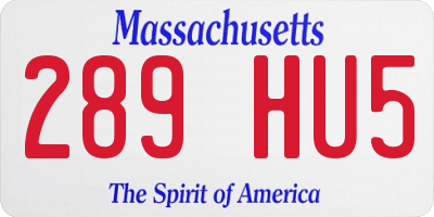 MA license plate 289HU5
