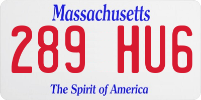 MA license plate 289HU6