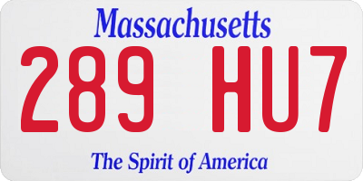 MA license plate 289HU7