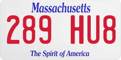 MA license plate 289HU8
