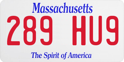 MA license plate 289HU9