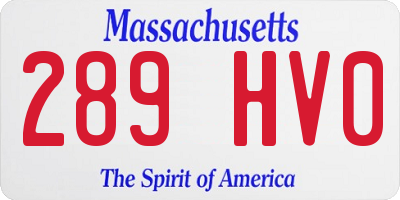 MA license plate 289HV0