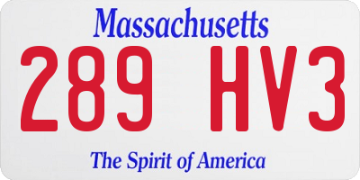 MA license plate 289HV3