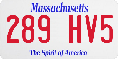 MA license plate 289HV5