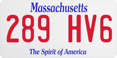MA license plate 289HV6