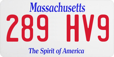 MA license plate 289HV9