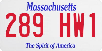 MA license plate 289HW1