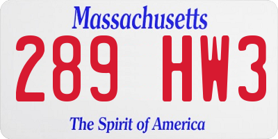 MA license plate 289HW3