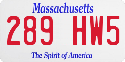MA license plate 289HW5