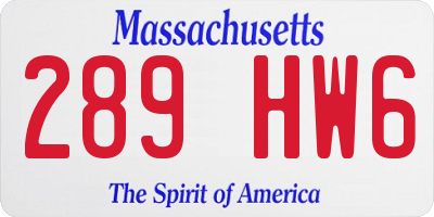 MA license plate 289HW6