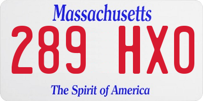 MA license plate 289HX0