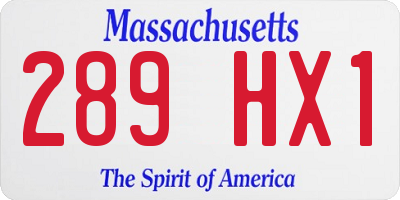 MA license plate 289HX1