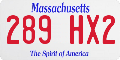 MA license plate 289HX2