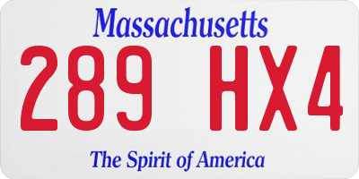 MA license plate 289HX4